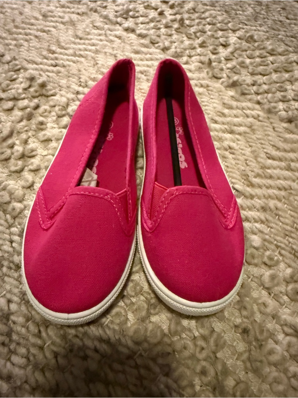 Kids Canvas Slip-On Sneakers pink fuchsia 12.5 13 little girls new unbranded